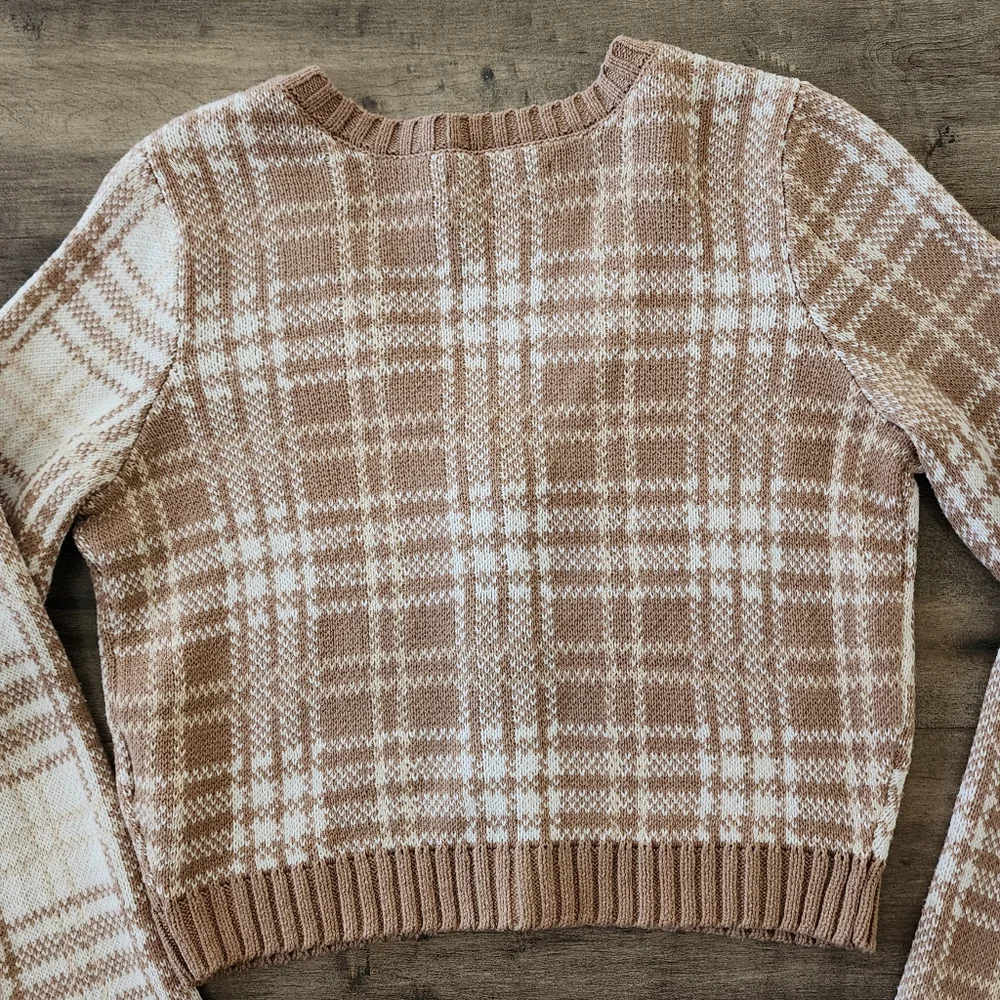 Hollister Cropped Plaid Cardigan Sweater Women's Medium - Picture 13 of 16